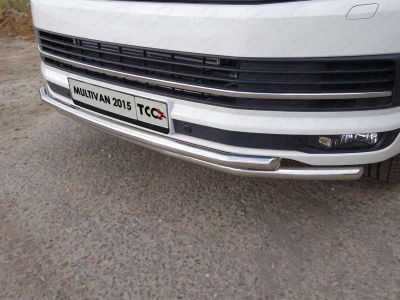 Защита передняя двойная 42-42 мм ТСС для Volkswagen Multivan T6 2015-2021