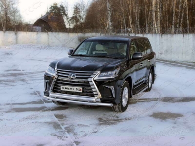 Защита передняя двойная 76-75 мм ТСС для Lexus LX-570/450d 2015-2021